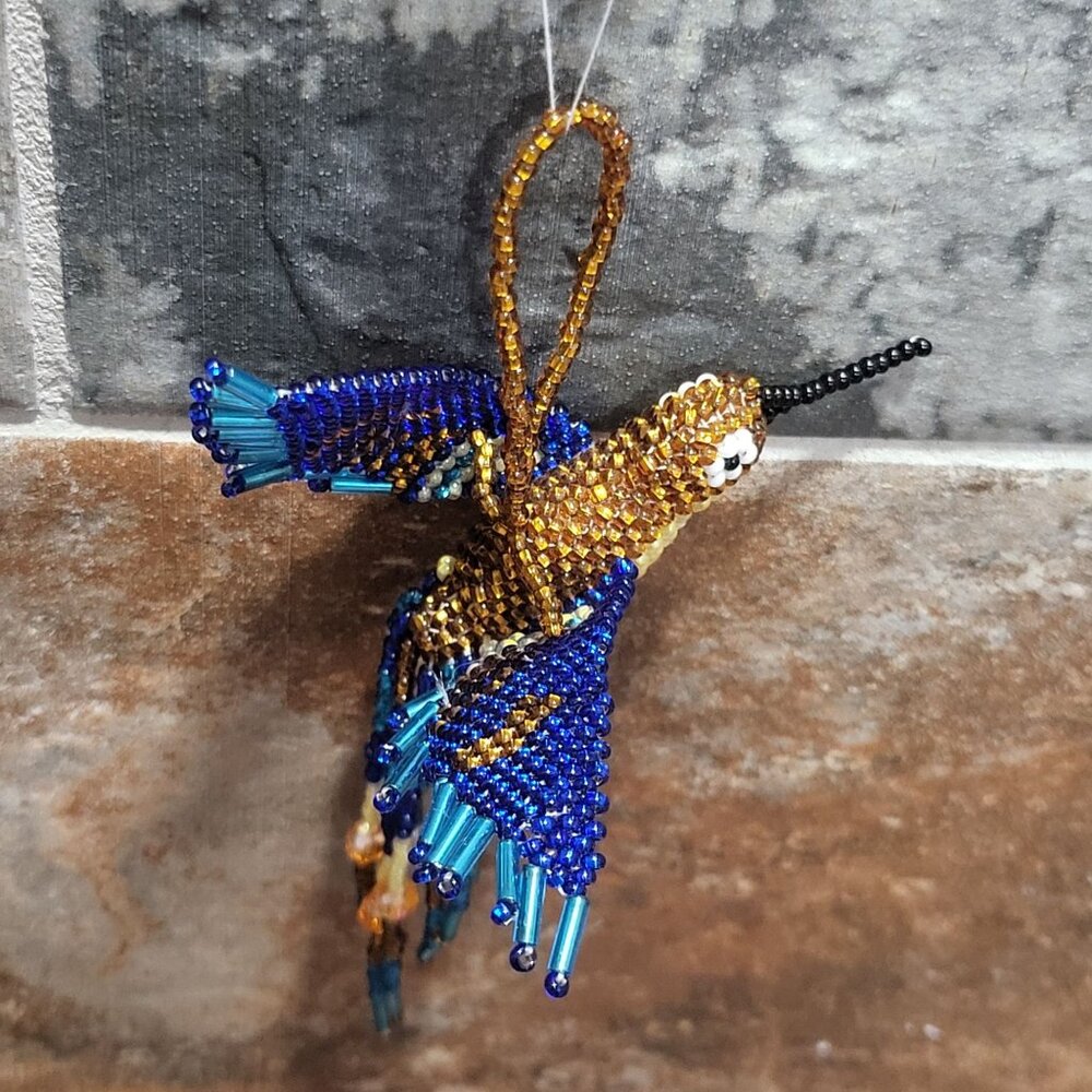 Beaded Hummingbird Ornament Mayan Arts - Picture 3 of 11